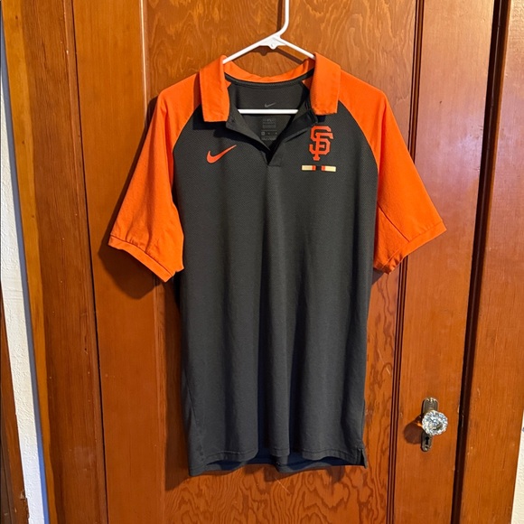 Nike Men's San Francisco Giants Dri-Fit Polo Shirt in Black and Orange - Picture 1 of 5